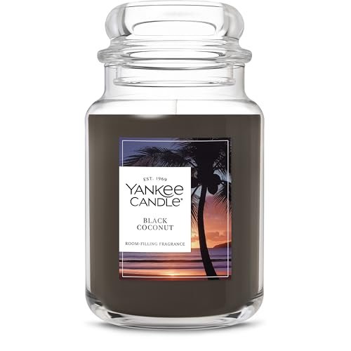 Yankee Candle Black Coconut 22oz Jar: Long-lasting, gift-ready scented candle Yankee Candle Black Coconut Scented Candle, 22oz Large Jar with up to 150 Hour Burn Time, Giftable
