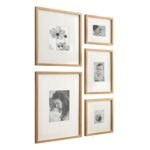 Kate and Laurel Gallery Contemporary Rectangle Picture Frame Set of 5, Varying Sizes, Rustic Brown, Modern Five-Piece Photo Frames for Gallery Wall Set in Living Room Wall Decor