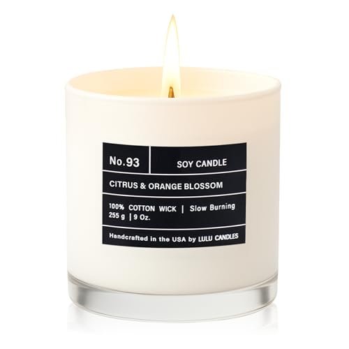 Lulu Candles Citrus & Orange Blossom | Luxury Soy Jar Lulu Candles | Citrus & Orange Blossom | Luxury Scented Soy Jar Candle | Hand Poured in The USA | Highly Scented & Long Lasting (9 Oz.)