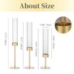 Hewory Gold Hurricane Candle Holders: Set of 3 Brass Tall Taper Holders for Weddings, Parties, and Christmas Décor. - Image 5