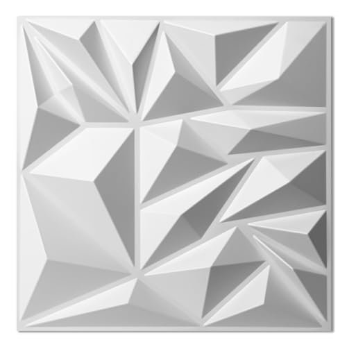 41z8BIK2EqL._SL500_.jpg Art3d 33-Pack 3D Wall Panels, 12x12 inch White Diamond Design for Modern Gaming Room Decor. - Image 2