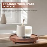 DEBETOOL Round Wooden Tray – Rustic Soap Organizer for Kitchen & Bathroom, Farmhouse Decor for Candles, Perfume, and More. - Image 8