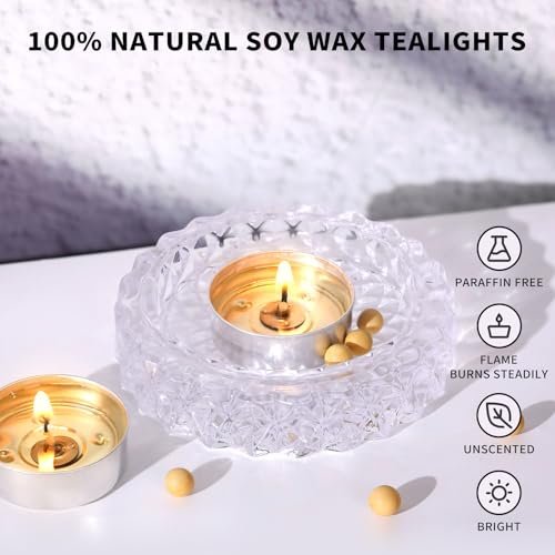 41zXdvlf5BL._SL500_.jpg 100% Natural Soy Tealight Candles | 100 Pack | Unscented, Long Burning for Weddings & Shabbat - Image 2