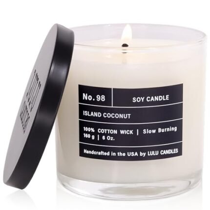 Lulu Candles | Island Coconut | Luxury Scented Soy Jar Candle | Hand Poured in The USA | Highly Scented & Long Lasting (6 Oz.)