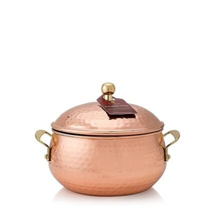 Thymes Simmered Cider Copper Candle - Warm & Spicy Apple Scented Candles for Home - Notes of Apple, Clove, and Cardamom - Luxury Gifts for Women - Fall Decor - 3 Wick (Copper Pot, 18 oz)