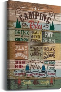 We Tried This Charming Camping Rules Canvas Art for Our RV