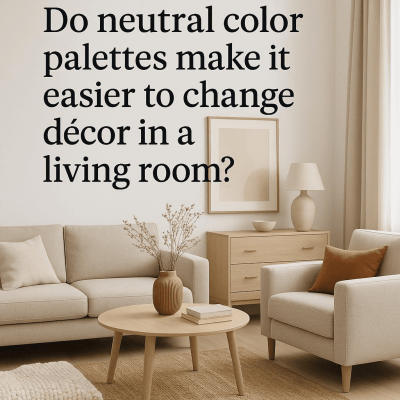 Do neutral color palettes make it easier to change decor in a living room?
