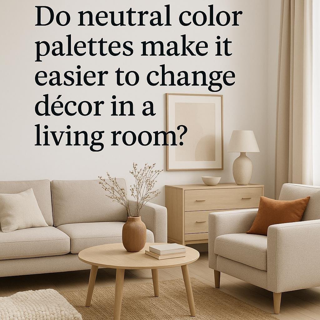 Do neutral color palettes make it easier to change decor in a living room?