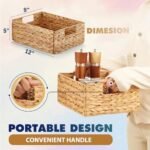 BLUEWEST Water Hyacinth Storage Baskets (Set of 6) – Stylish, woven organizers with handles for laundry and shelf storage. - Image 3