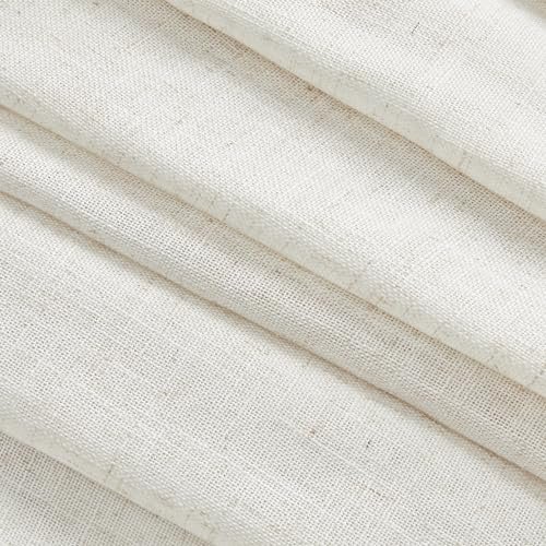 51-CJQfFjCL._SL500_.jpg MYSKY HOME Linen Curtains for Living Room: Natural Semi-Sheer Drapes, 84" Length, 2 Panels, Farmhouse Boho Style, Back Tab for Sliding Glass Door, 50" Wide. - Image 6