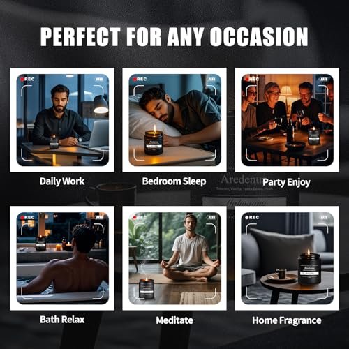 51-HCRpISCL._SL500_.jpg Men's Candle Set β 4 Pack of Masculine Soy Candles for Home, Includes Sandalwood Leather & More - Image 6