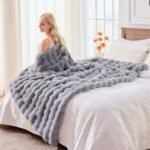 BENVWE Soft Fluffy Faux Fur Throw Blanket, Luxurious Light Grey Minky, 63" x 80", Perfect Cozy Gift for Women - Image 5