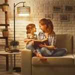 Arc Floor Lamp for Living Room: 3 Color Temperatures, Remote-Controlled, Dimmable Bulb, Boho Style with Rattan Shades - Image 9