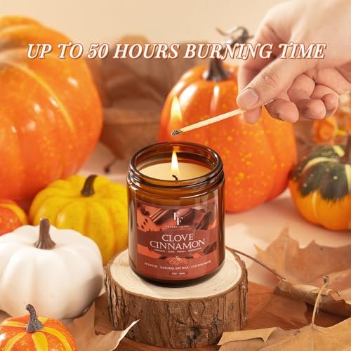 511LqCxagmL._SL500_.jpg Autumn Candle Set: 4 Natural Soy Wax Candles with Pumpkin, Cinnamon, Vanilla Cupcake, and Apple Scents – Perfect Gift for Fall! - Image 4