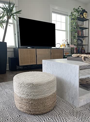 511l5-81C-L._SL500_.jpg S&L Homes Jute Braided Pouf Ottoman - Hand Knitted Boho Footrest for Living Room, Bedroom, Patio (18"x18"x12") - Image 4