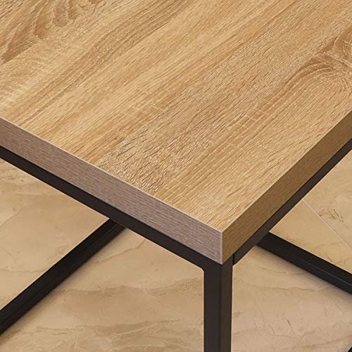 512GXJsxgaL._SL500_.jpg CENSI 18-Inch Natural Oak Accent Table: Modern Industrial Square Side Table in Metal & Wood. - Image 7