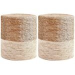 Wimarsbon 2Pcs Pouf Ottomans, Natural Seagrass Foot Stool, Hand Weaving Round Ottoman, Boho Decorative Seat, Jute Braided Pouffe Poof Accent Sitting Footrest for Living Room