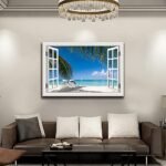Tropical Beach Canvas Art: Palm Tree Wall Decor for Living Room & Bedroom - Coastal Ocean Print - Image 2
