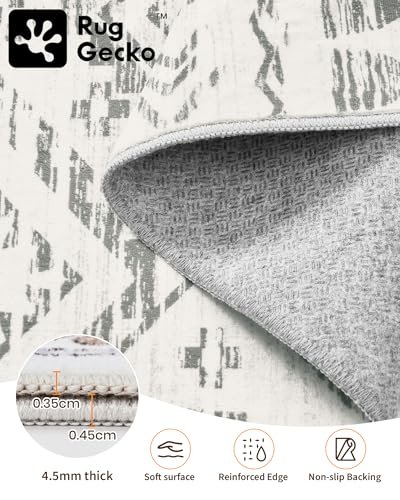 516YZi1YkBL._SL500_.jpg Miukiki 8x10 Moroccan Area Rug: Washable, Non-Slip, Soft Indoor Carpet for Living Room, Bedroom, Dining Room (Grey) - Image 3