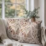 Burnt Orange Floral Pillow Covers, 20x20 Set of 2 – Autumn Wildflower Rustic Cushions for Fall Decor. - Image 3