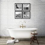 ENGLANT-4 Framed Canvas Set: Black and White Seascape Sunrise Beach & Boat Wall Art, Ready to Hang. - Image 3