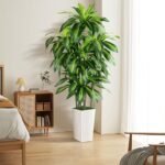 5FT Artificial Dracaena Tree with White Planter - Perfect for Home & Office Decor, Ideal Housewarming Gift! - Image 7