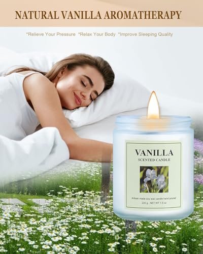 517-2WFYMSL._SL500_.jpg GITRANG 4-Pack Vanilla Candles, 30 oz, 200-Hour Aromatherapy for Home, Yoga, and Camping. - Image 3