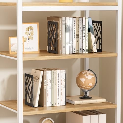 517X2LrN2KL._SL500_.jpg MaxGear Modern Tree Design Bookends – Sturdy, Non-Skid Metal Holders for Books & CDs, 2 Pairs (4 Pieces) in Black, 7"x4.7"x3.5" - Image 6