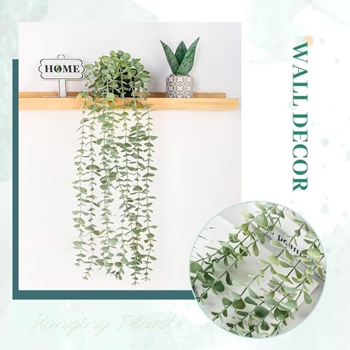 517Y36uxY8L._SL500_.jpg Der Rose 1Pc Fake Eucalyptus Plant: Artificial Hanging Decor for Vintage Boho Farmhouse and Office Spaces. - Image 7