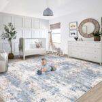 8x10 Washable Abstract Area Rug - Soft, Non-Slip, Stain-Resistant for Living Room, Bedroom, and Playroom (Blue) - Image 5
