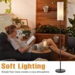 Ambimall 64" Floor Lamp with Bulb - Beige Shade, Pull Chain Switch, Minimalist Design for Living Room & Bedrooms - Image 4