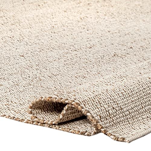S & L Homes Handwoven Jute Cotton Area Rug for S & L Homes Jute Cotton Hand Woven Natural Farmhouse Area Rug for Living Room - Rustic Vintage Bohemian Décor - (8' x 10' Natural)