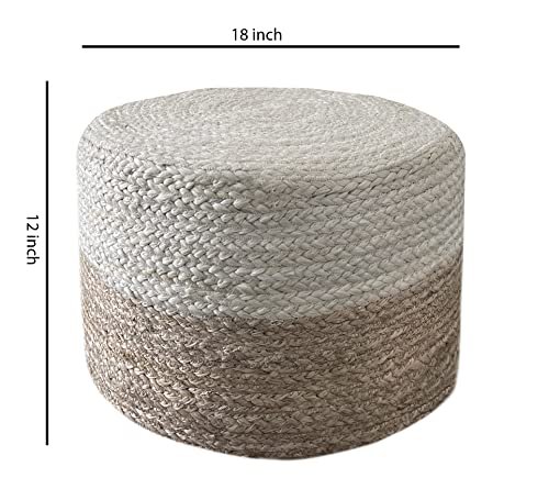 519IUkRYr1L._SL500_.jpg S&L Homes Jute Braided Pouf Ottoman - Hand Knitted Boho Footrest for Living Room, Bedroom, Patio (18"x18"x12") - Image 2