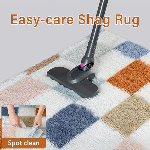 519aksU5qfL._SL500_.jpg PureCozy 8x10 Checkered Rainbow Shag Rug – Washable, Non-Slip, Super Soft Carpet for Living Room & Bedroom Décor. - Image 8
