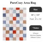 PureCozy 8x10 Checkered Rainbow Shag Rug – Washable, Non-Slip, Super Soft Carpet for Living Room & Bedroom Décor. - Image 3