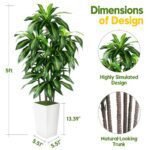 5FT Artificial Dracaena Tree with White Planter - Perfect for Home & Office Decor, Ideal Housewarming Gift! - Image 4