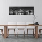 Wieco Art Manhattan Night View Black and White Giclée Canvas Print - Modern Framed Cityscape Wall Art for Bedroom Decor. - Image 2