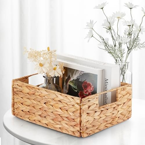 51AuaArrLSL._SL500_.jpg BLUEWEST Water Hyacinth Storage Baskets (Set of 6) – Stylish, woven organizers with handles for laundry and shelf storage. - Image 5