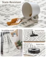 Miukiki 8x10 Moroccan Area Rug: Washable, Non-Slip, Soft Indoor Carpet for Living Room, Bedroom, Dining Room (Grey) - Image 4