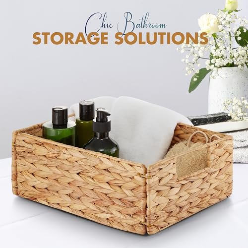 51B453YsRhL._SL500_.jpg BLUEWEST Water Hyacinth Storage Baskets (Set of 6) – Stylish, woven organizers with handles for laundry and shelf storage. - Image 4