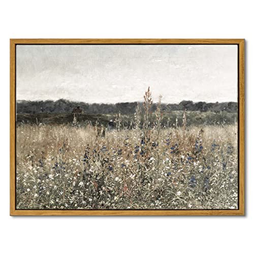 InSimSea Vintage Canvas Wall Art: Classical Champ Fleuri Oil Painting InSimSea Framed Canvas Wall Art Vintage Decor, Classical Oil Painting Canvas Prints Champ fleuri Vintage Wall Art for Home Room Bathroom Decor, 12"x16"