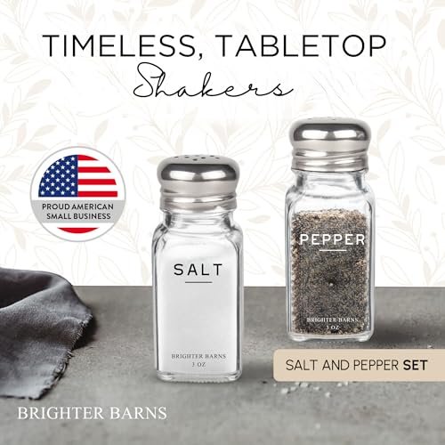 51BFkYbeMfL._SL500_.jpg Brighter Barns Glass Salt and Pepper Shakers Set - Rustic Modern Kitchen Decor for Dining Tables. - Image 2