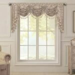 Loom and Mill Luxury Waterfall Valances for Windows, Elegant Jacquard Thick Swag Curtains Valance with Tassels for Living Room, Bedroom Party Banquet Decorations (Light Coffee, W79 Inch, 1 Panel)