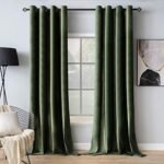 MIULEE Velvet Curtains Olive Green Elegant Grommet Curtain Thermal Insulated Soundproof Room Darkening Curtains/Drapes for Classical Living Room Bedroom Decor 52 x 84 Inch Set of 2