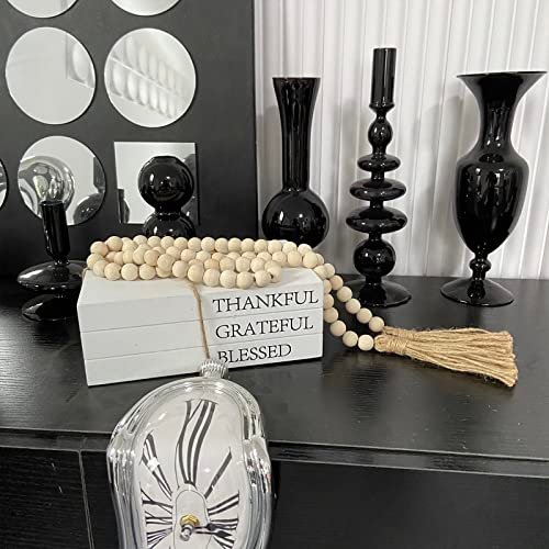 51C1ZuvI8L._SL500_.jpg Decorative White Faux Books for Home Decor - Rustic Farmhouse Stacked Display (Thankful Grateful Blessed) - Image 6