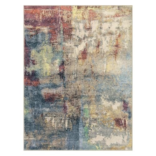 51CZp1PIpGL._SL500_.jpg Lahome Modern Abstract 9x12 Area Rug: Washable, Low-Pile, Non-Slip Red Carpet for Bedroom & Dining Room Decor. - Image 8