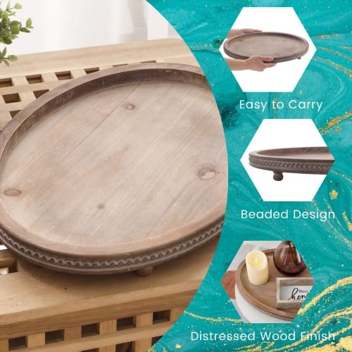 51Dvq1EmtPL._SL500_.jpg FESTWIND Oval Wooden Decorative Tray for Coffee Table, Kitchen, Entryway - Small Beaded Holiday Decor - Image 6