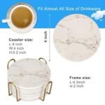 6-Pack White Marble Ceramic Coasters with Holder | Absorbent & Stylish Drink Accessories for Home & Gifts - Image 3