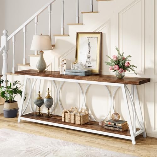 51H0VRsYbSL._SL500_.jpg Tribesigns 70.9" Extra Long Industrial Console Table with 2-Tier Storage for Living Room & Hallway, White & Brown. - Image 8
