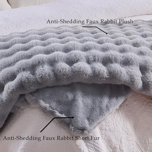 51He4MkjE0L._SL500_.jpg BENVWE Soft Fluffy Faux Fur Throw Blanket, Luxurious Light Grey Minky, 63" x 80", Perfect Cozy Gift for Women - Image 4
